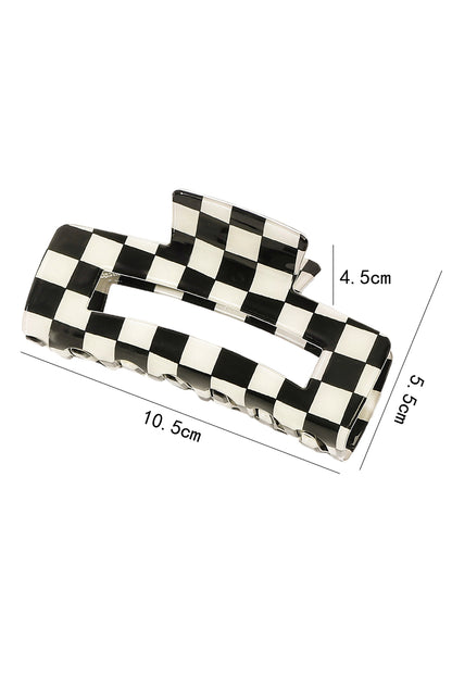 Light Green Checkered Print Hollow Out Hair Clip