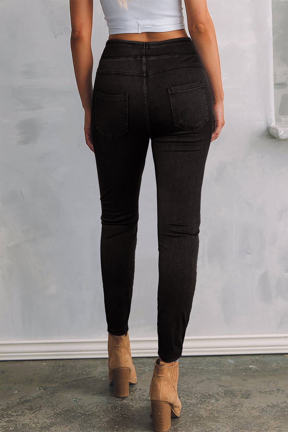 Ashleigh Casual Blue Back Pocket Stretchy Denim Leggings