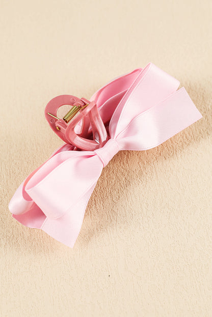 Fiery Red Solid Color Ribbon Bow Decor Hair Clip