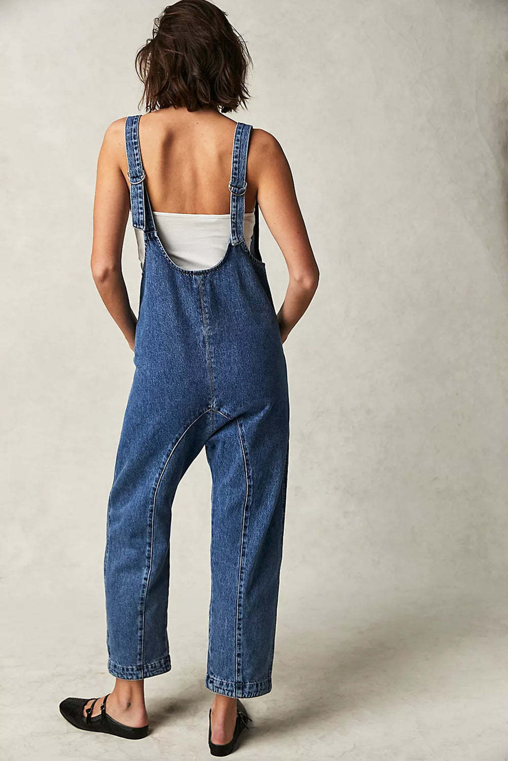 Sail Blue Pocket Adjust Straps Denim Overalls