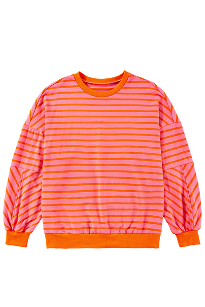 Russet Orange Drop Shoulder Crew Neck Loose Sweatshirt