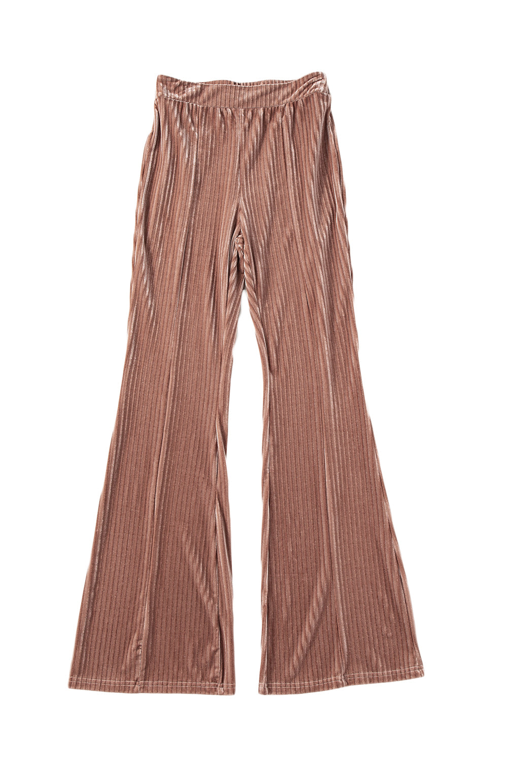 Dusty Pink Solid Color High Waist Corduroy Flare Pants