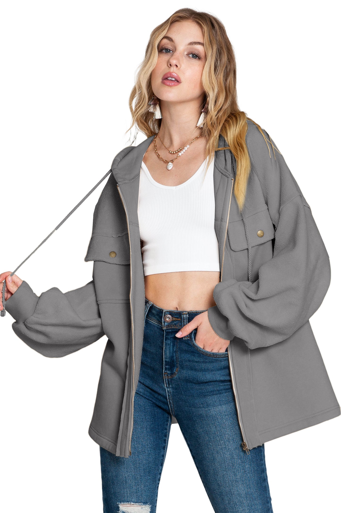 Hoodie Jacket with Flap Pockets