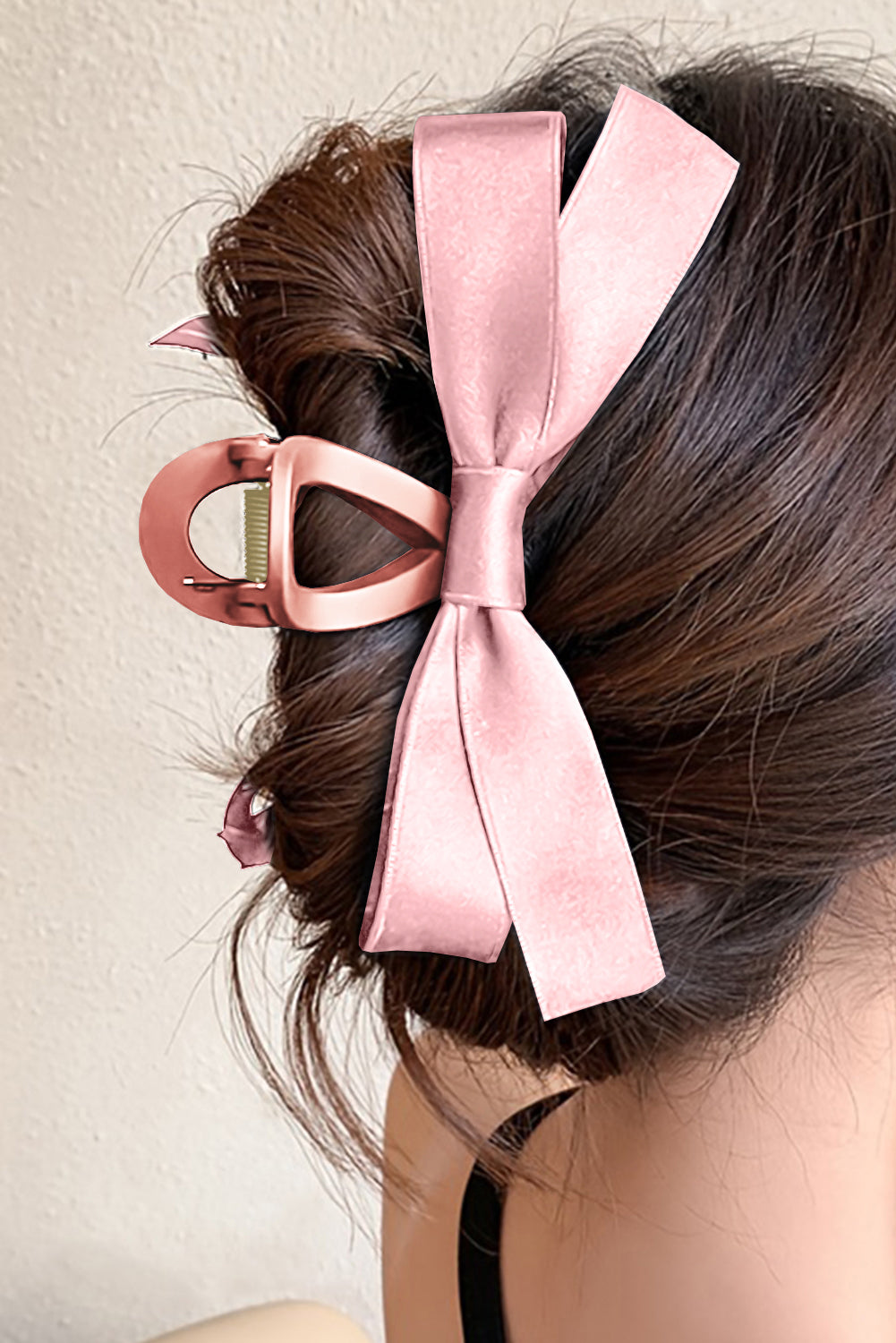 Fiery Red Solid Color Ribbon Bow Decor Hair Clip