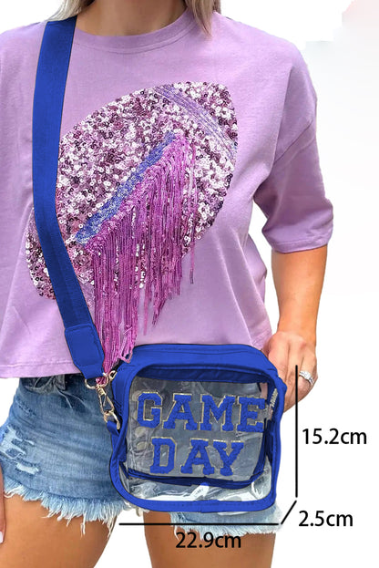 Fiery Red Chenille GAME DAY Pattern Clear Bag