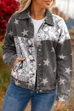 Black Star Snakeskin Printed Patchwork Denim Jacket