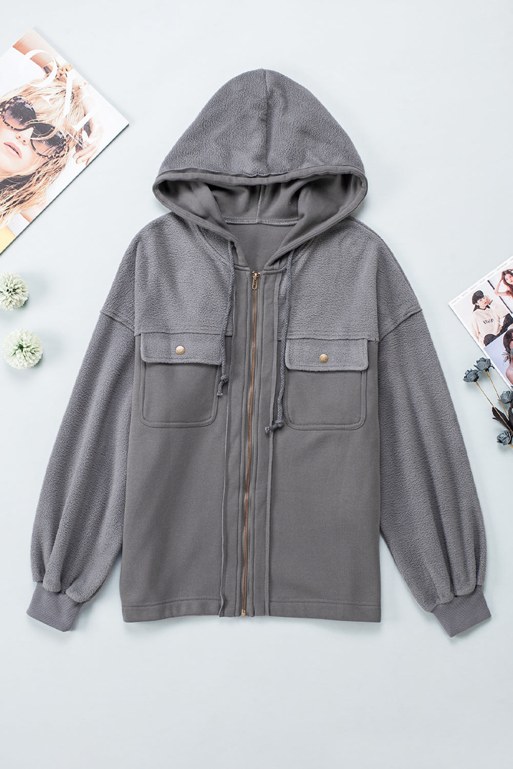 Hoodie Jacket with Flap Pockets