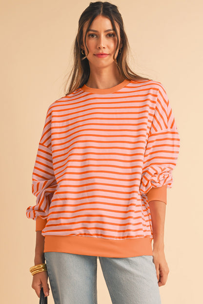 Russet Orange Drop Shoulder Crew Neck Loose Sweatshirt