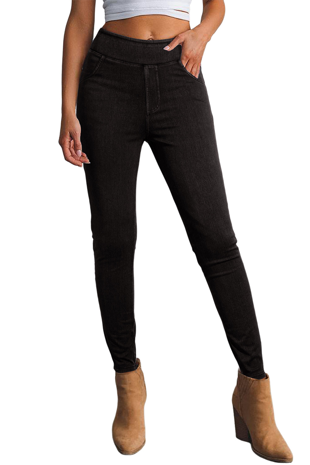 Ashleigh Casual Blue Back Pocket Stretchy Denim Leggings