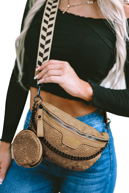 Black Colorblock Strap Crossbody Bag With Coin Purse