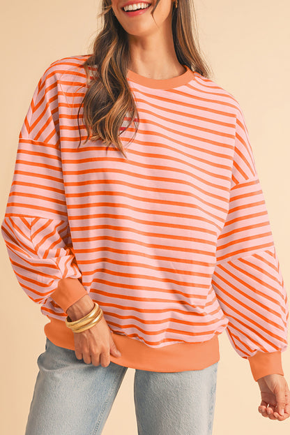 Russet Orange Drop Shoulder Crew Neck Loose Sweatshirt