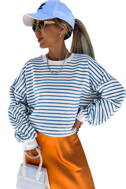 Russet Orange Drop Shoulder Crew Neck Loose Sweatshirt