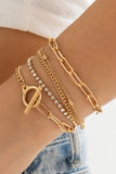 Gold 5pcs Rhinestone Chain Bracelet Set