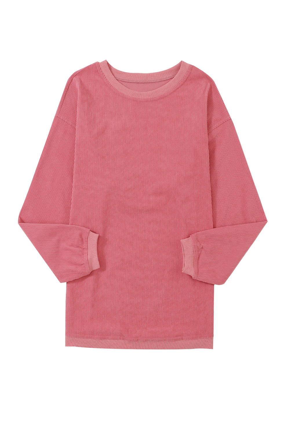 Festival Fuchsia Plain Drop Sleeve Crinkle Rib Oversized Sweatshirt