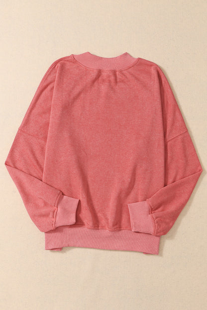 Green Light Plain Washed Drop Shoulder Pullover Sweatshirt