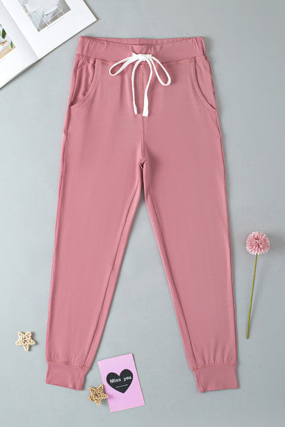 Fushia Drawstring Drop Waist Pocketed Joggers